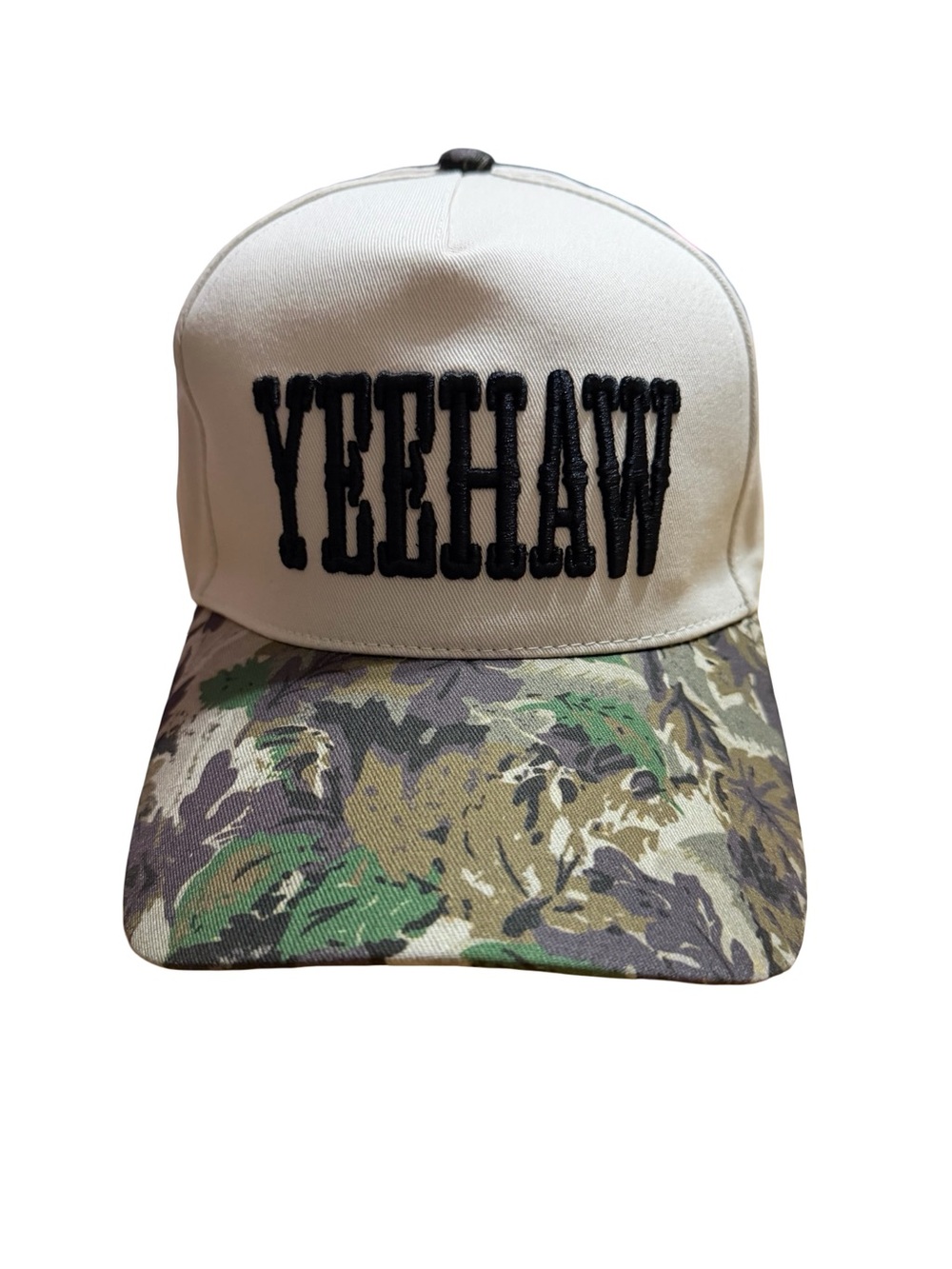 Yeehaw Beige and Camo Trucker Hat